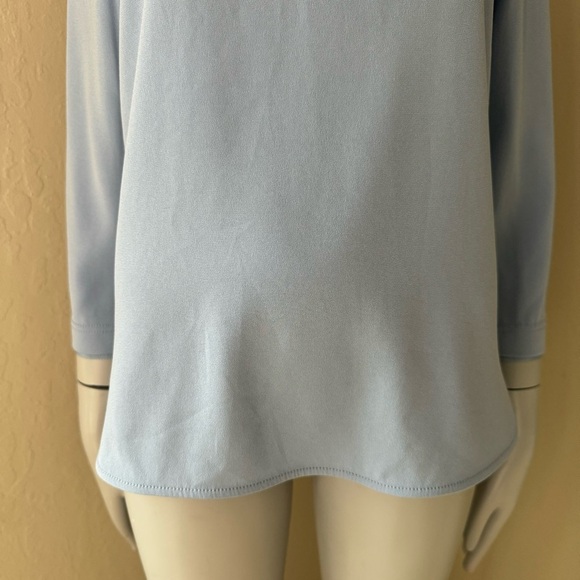 BOGNER Colette Powder Blue Crepe Blouse 3/4 Sleeve Scoop Neck - Picture 6 of 16